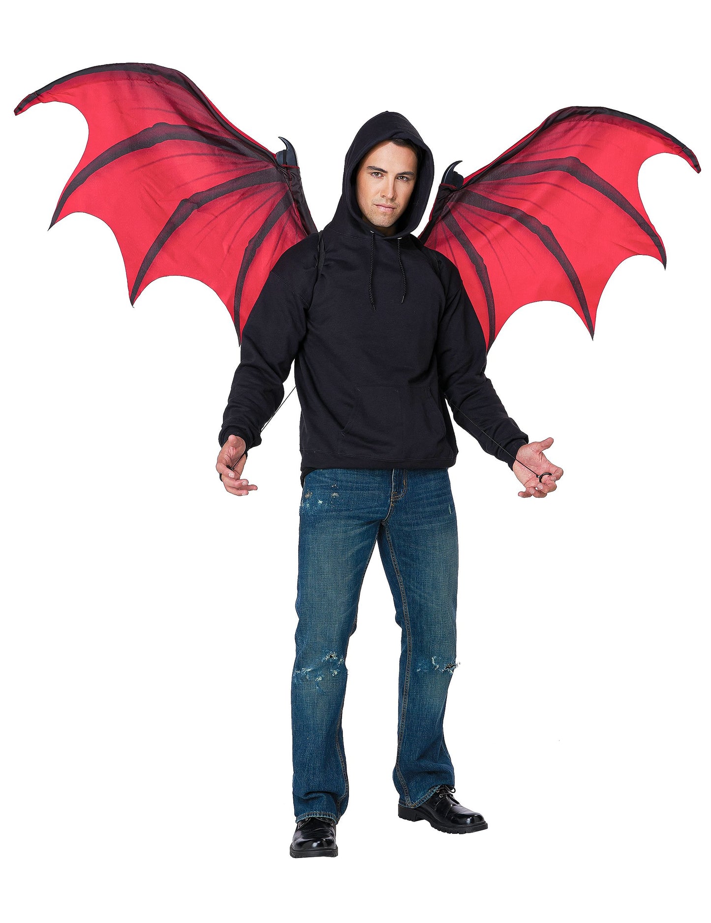 Ailes géantes de démon rouges et noires adulte
