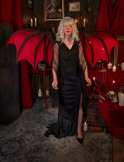 Aripi ale demonului roșu și negru pentru adulți uriași