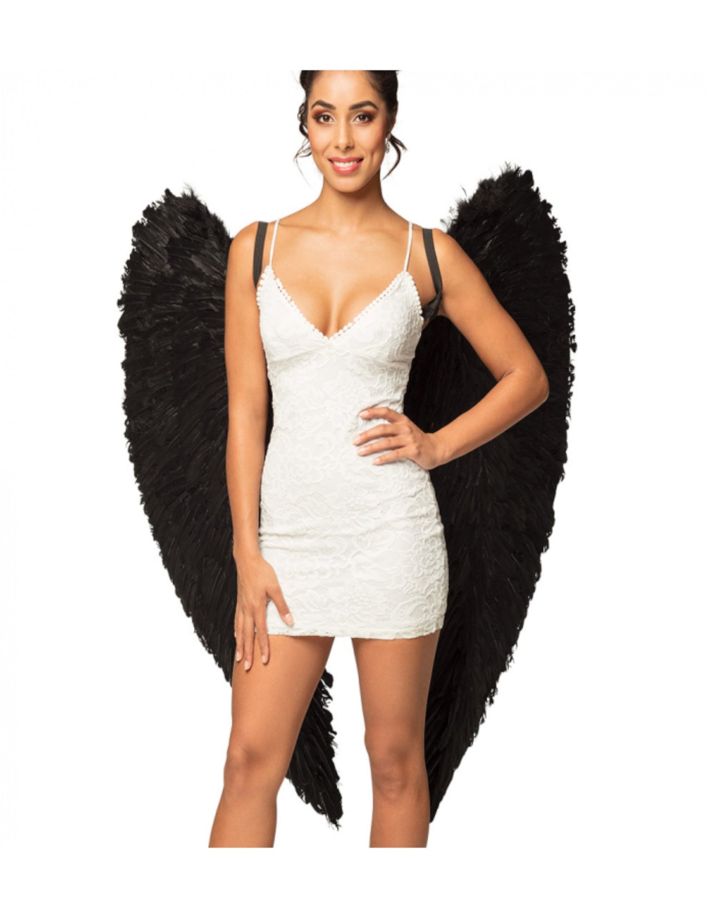 Aripi cu pene negre 120 x 120 cm adult