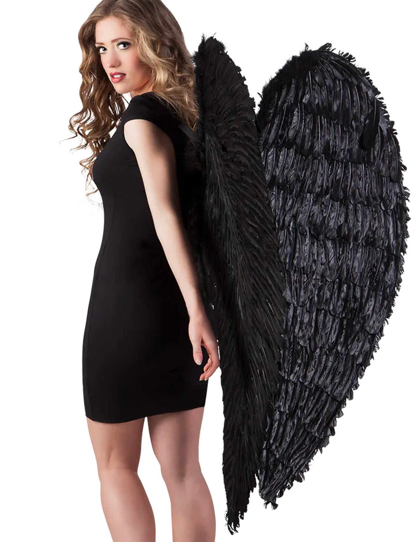 Aripi cu pene negre 120 x 120 cm adult