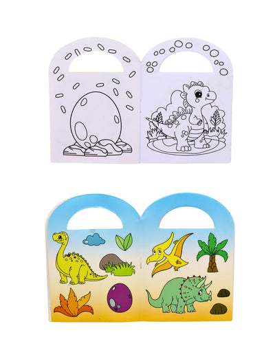 Album de colorat cu stickere dinozaur