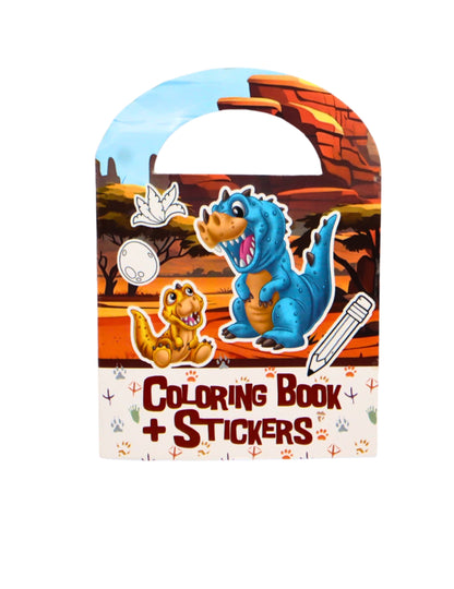 Album de colorat cu stickere dinozaur