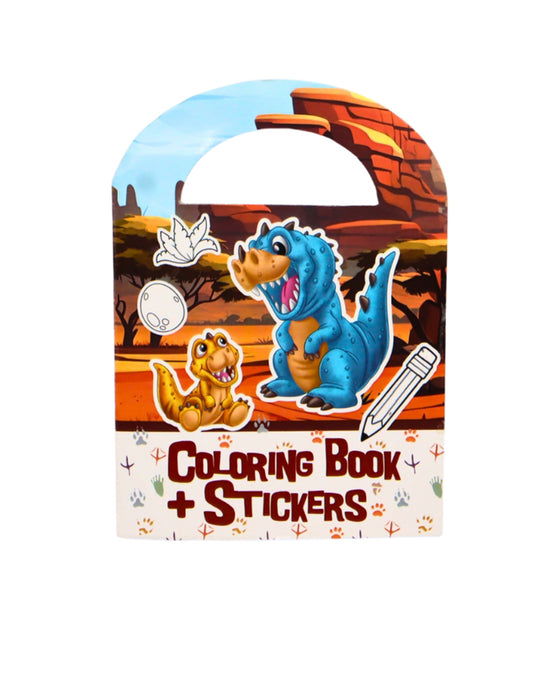Album de colorat cu stickere dinozaur
