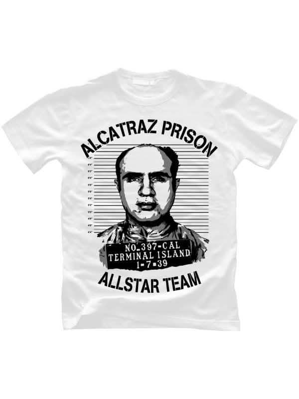 tricouri Alcatraz Prison Wear Allstar Team pentru bărbat alb și negru