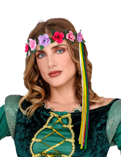 Inel de flori multicolore pentru elf de zână pentru păr