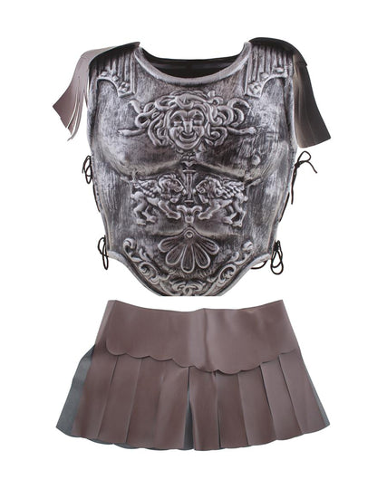 Armură de gladiator cu fustă și epoleți pentru adulți 