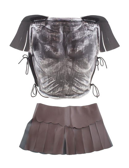 Armură de gladiator cu fustă și epoleți pentru adulți 