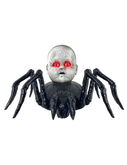 Grosse araignée avec poupée rampante animée et lumineuse noire aux yeux rouges