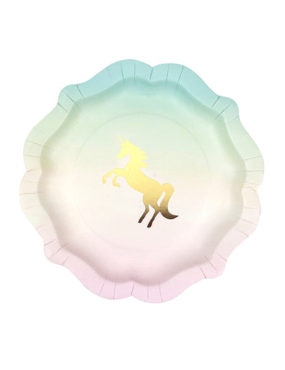 12 farfurii din carton cu unicorn 21 cm 