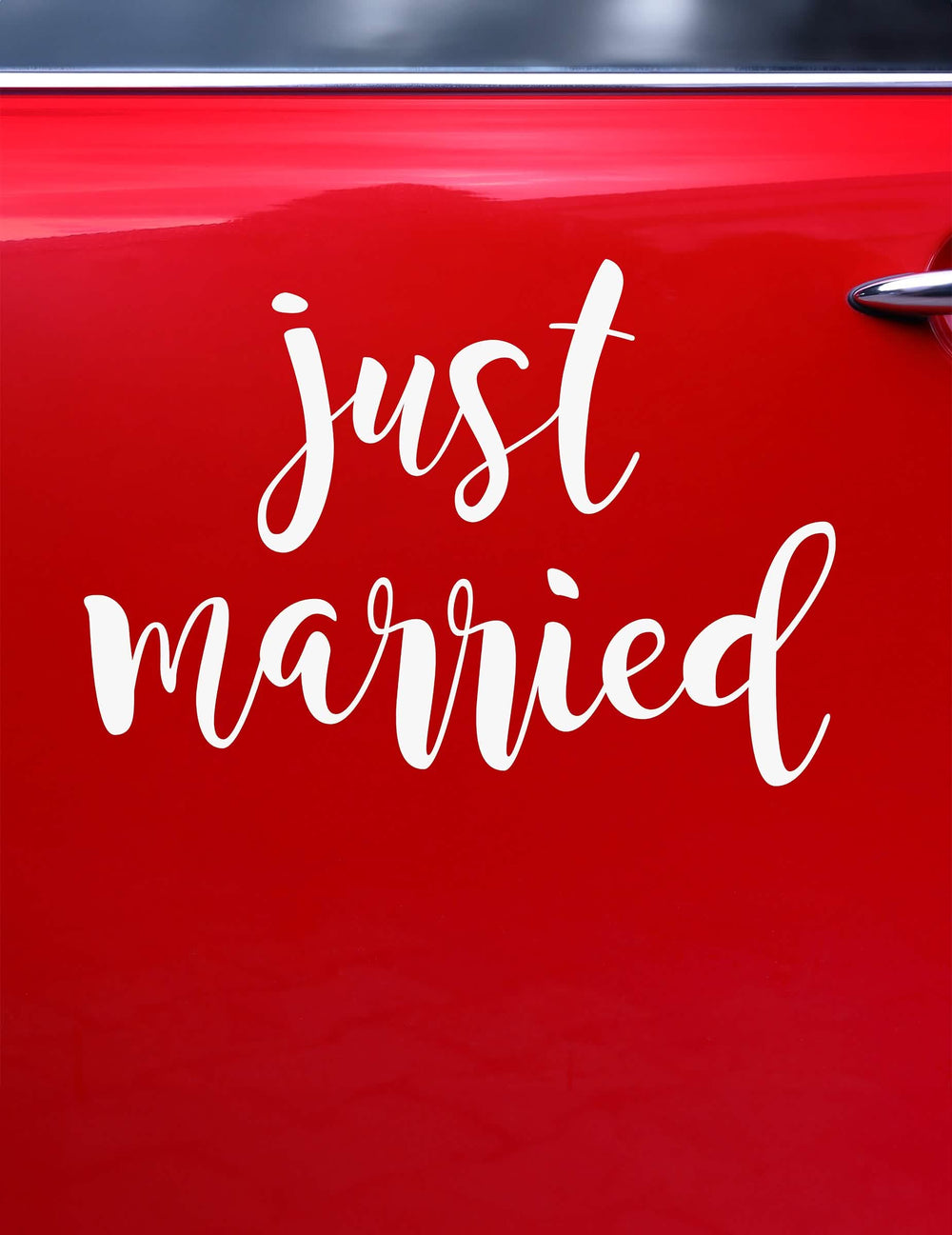 Poziționare pe caroserie a autocolantului pentru mașină Just Married