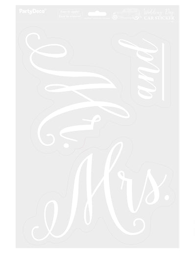 Autocollant Mr and Mrs pour voiture blanc lot de 3