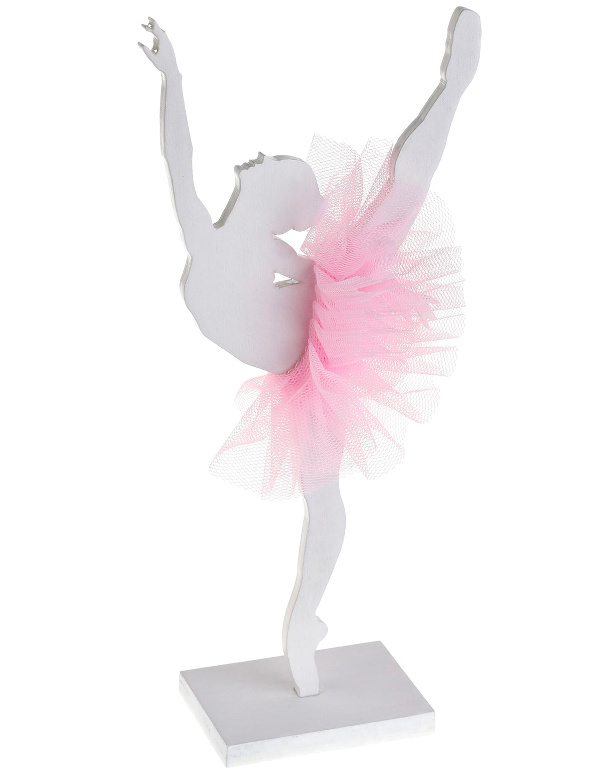 Ballerine en bois pour décoration blanche avec tutu rose