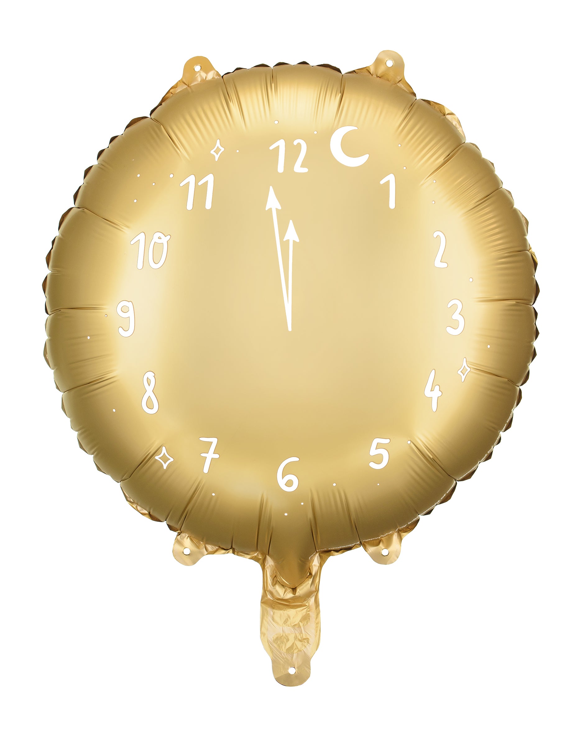 Ballon en aluminium horloge minuit doré avec chiffres blancs