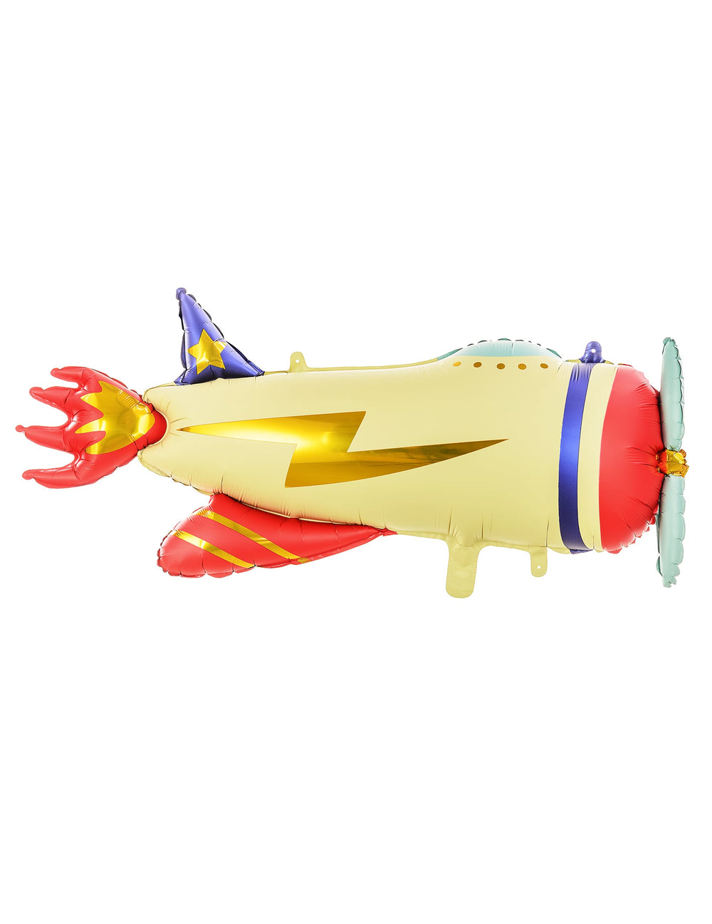Ballon aluminium avion pour enfant beige et rouge avec éclair doré