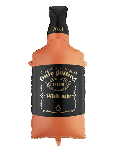Balon din folie sticlă de whisky portocalie și neagră 34 x 86 cm