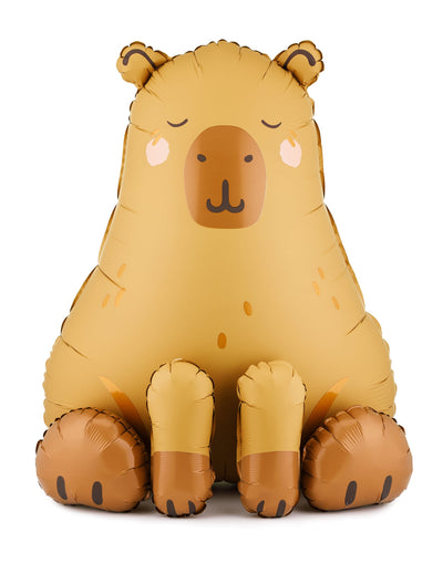 Ballon aluminium Capybara pour fête marron clair