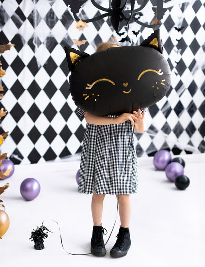 Balon din aluminiu cu pisică neagră 48 x 36 cm pentru Halloween