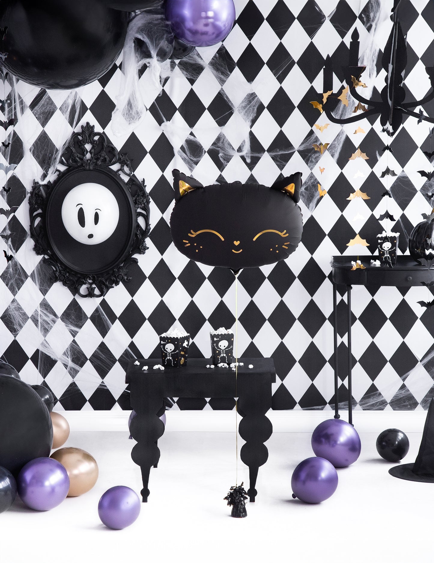 Balon din aluminiu cu pisică neagră 48 x 36 cm pentru Halloween