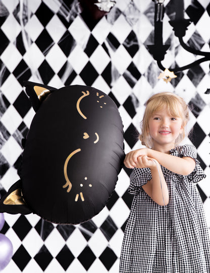 Balon din aluminiu cu pisică neagră 48 x 36 cm pentru Halloween