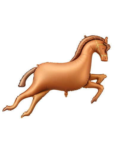 Ballon aluminium Cheval au galop pour fête marron cuivré
