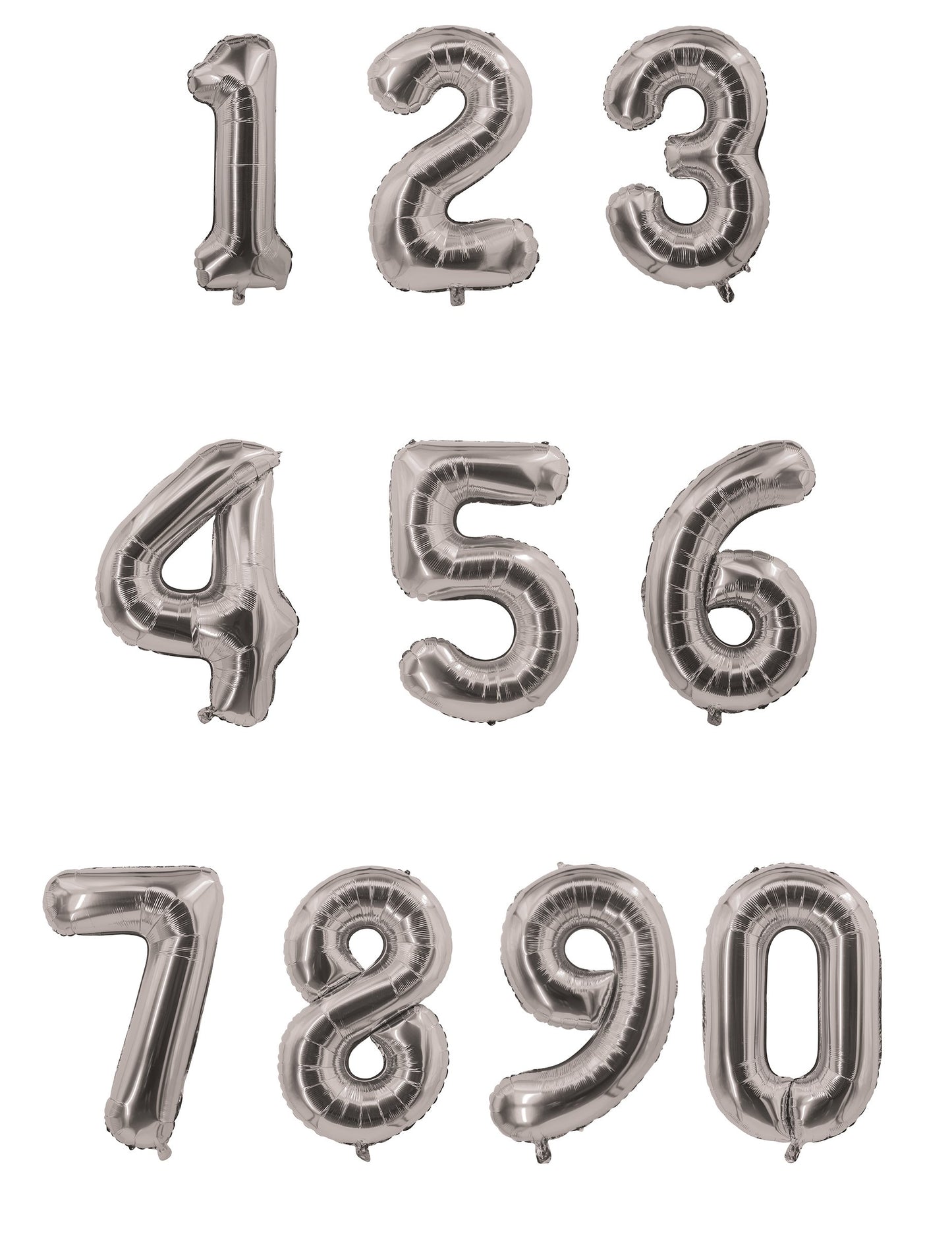 Prezentare a cifrelor disponibile pentru balonul din aluminiu cu cifra pentru petrecere