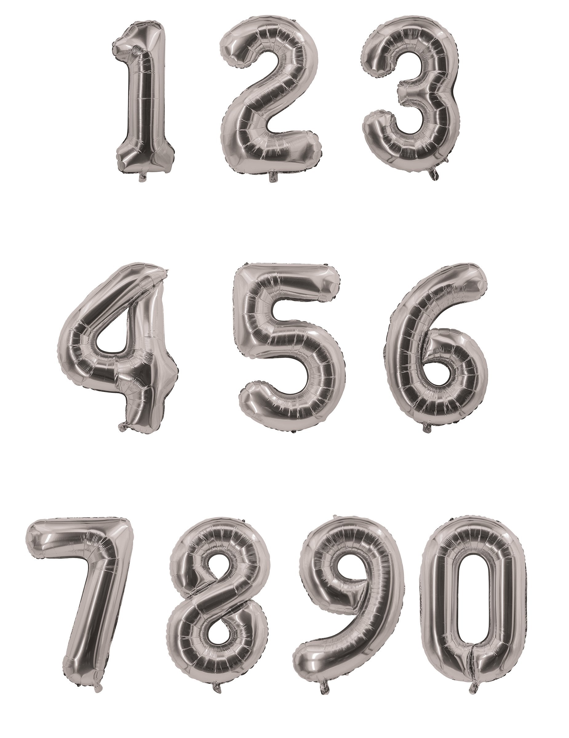 Prezentare a cifrelor disponibile pentru balonul din aluminiu cu cifra pentru petrecere