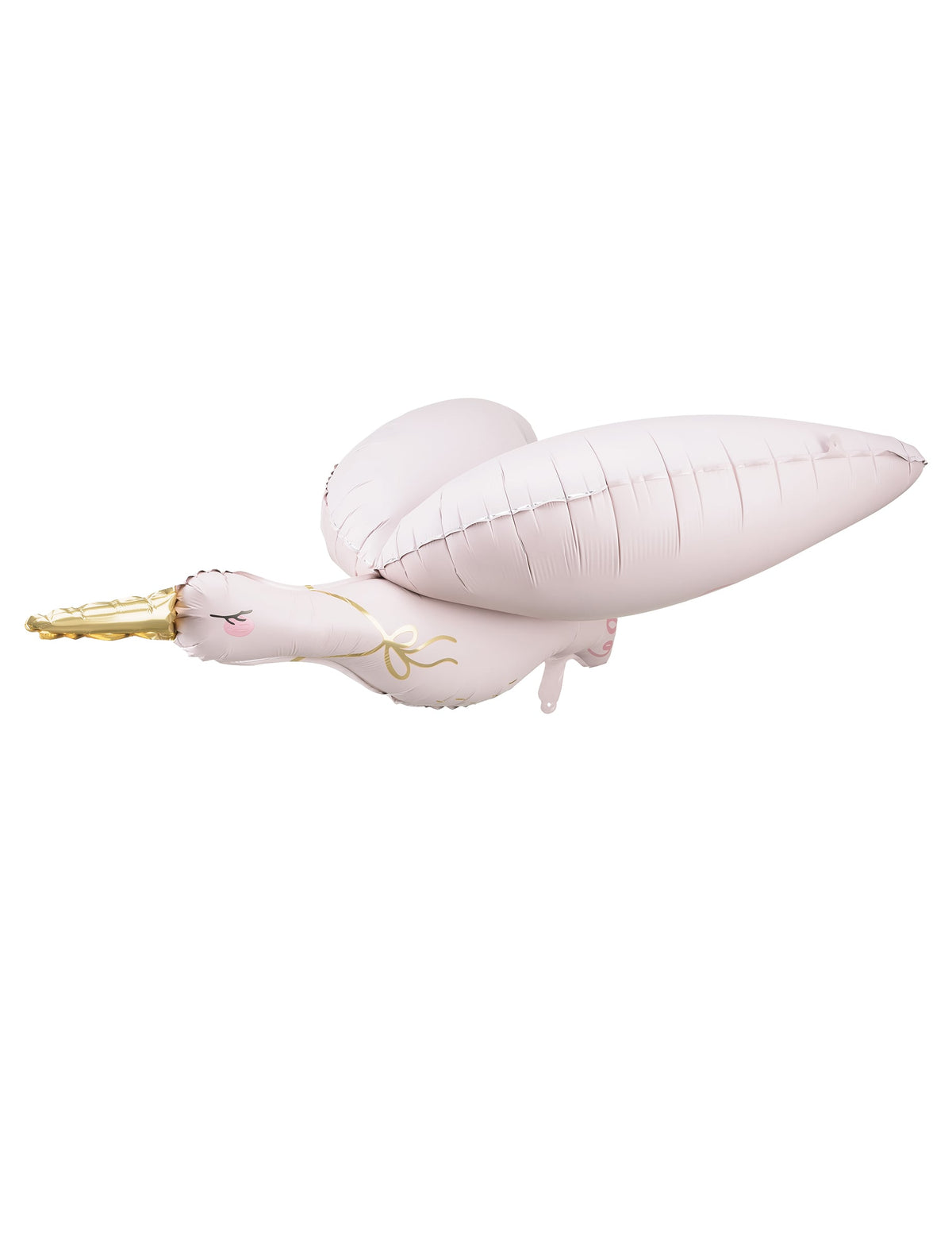Ballon aluminium cigogne pour fête rose pâle et doré