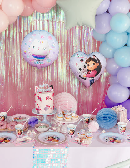 Buffet d'anniversaire décoré du ballon aluminium cœur Gabby et la maison magique