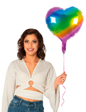 Bilă de aluminiu cu inimă multicoloră 45 cm