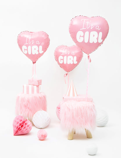Balon folie roz cu inimă, e o fată 45 cm pentru petrecerea de baby shower