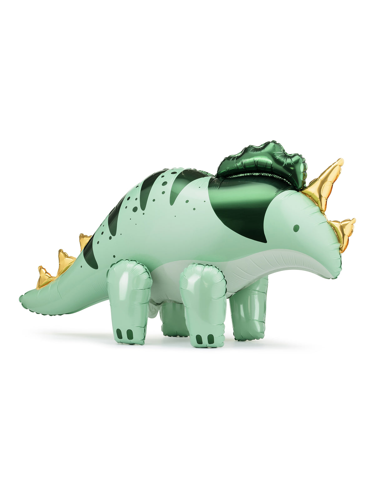 Ballon aluminium dinosaure tricératops pour enfant vert et doré