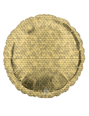 Minge rotundă din aluminiu cu solzi aurii, mărimea 43 cm