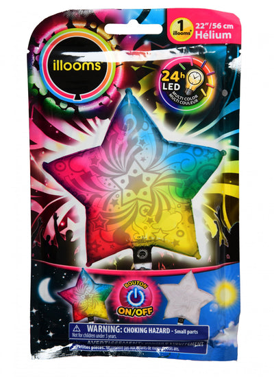 Balon din aluminiu în formă de stea cu LED Illooms multicolor