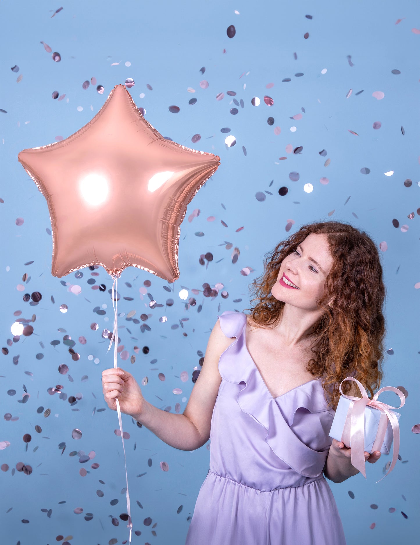 Baloane din aluminiu Rose Star Gold Metallic 48 cm