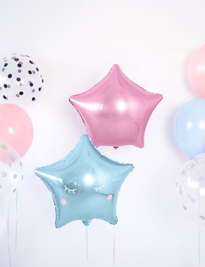 Mise en scène du ballon aluminium étoile rose pastel
