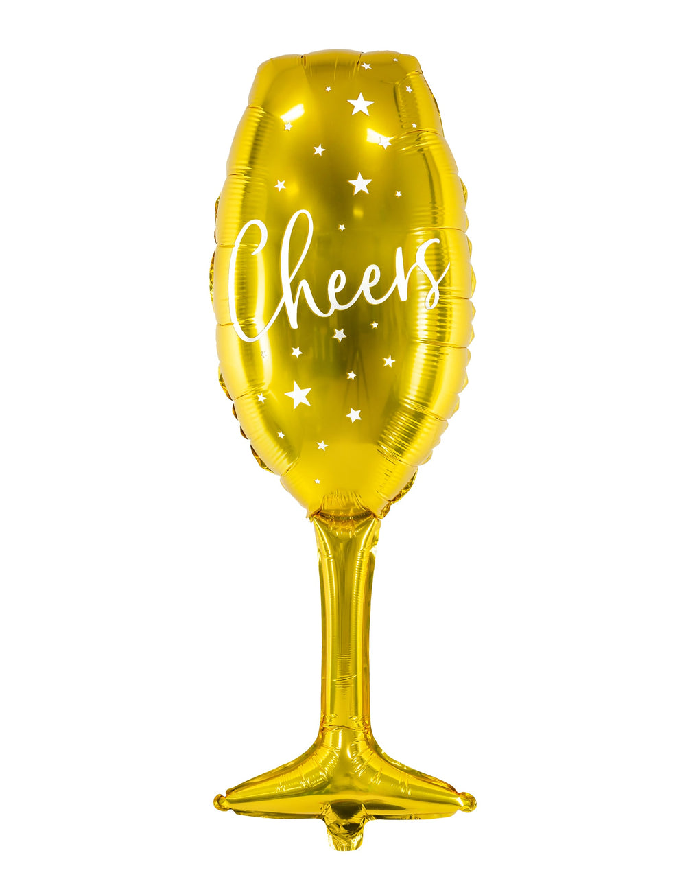 Ballon aluminium flûte cheers pour fête doré avec motifs étoiles