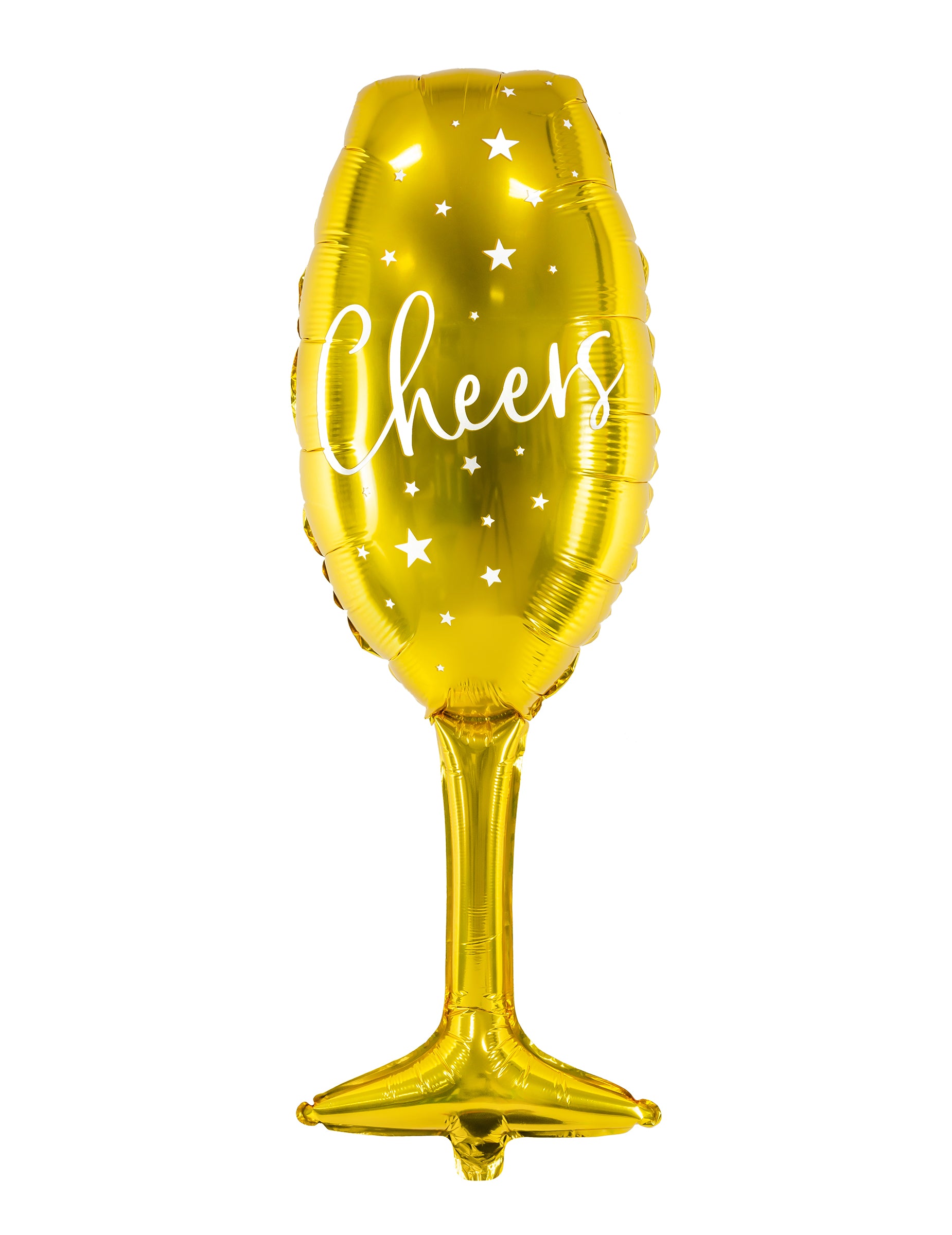 Ballon aluminium flûte cheers pour fête doré avec motifs étoiles