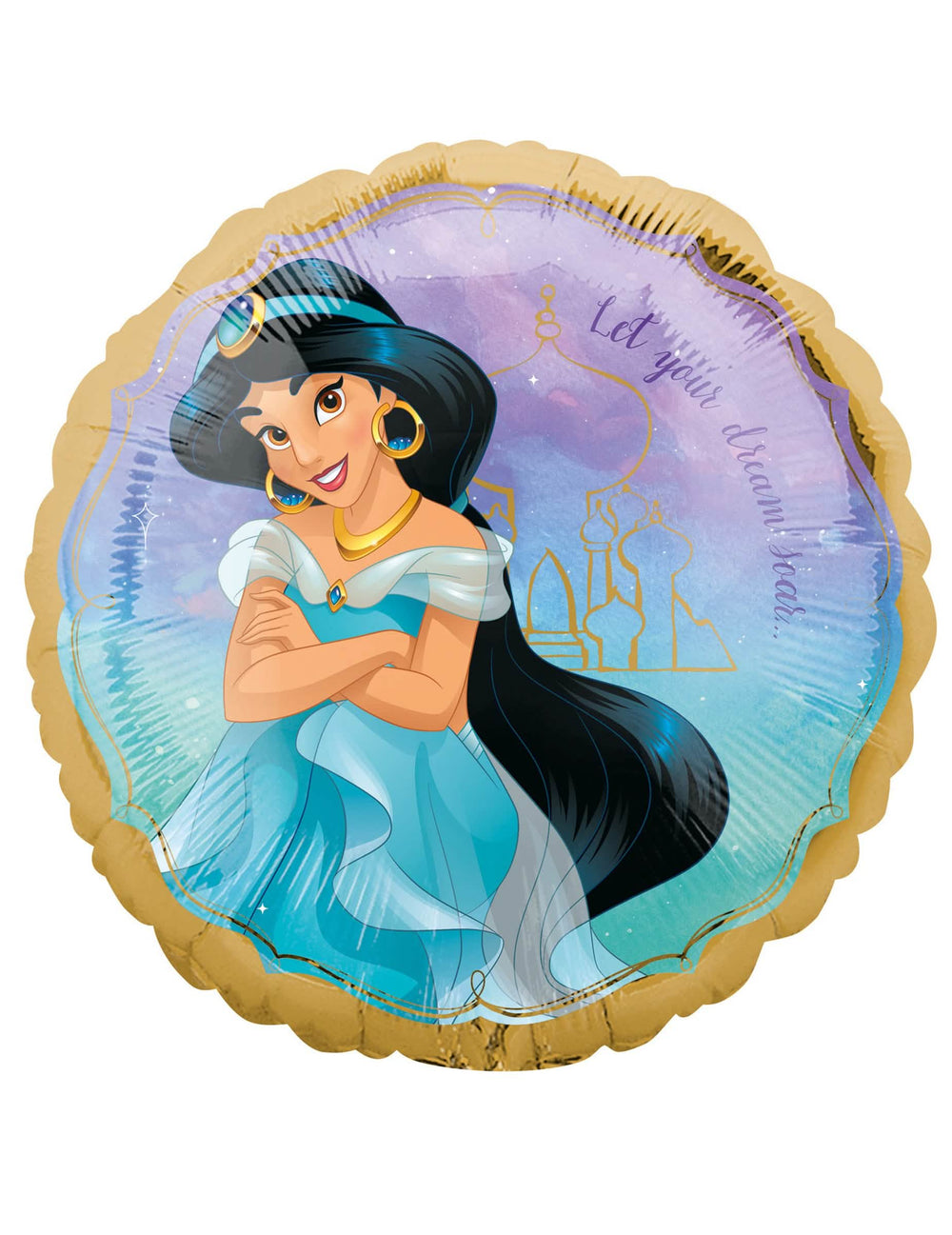Balon din aluminiu Jasmine Disney pentru copil albastru și auriu