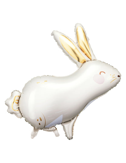 Balon din aluminiu iepure alb și auriu 70 x 72 cm 