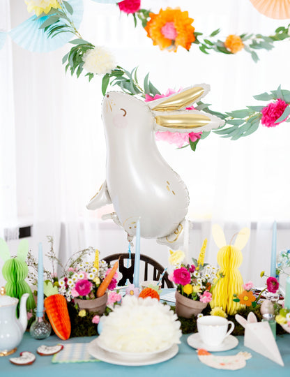 Balon din aluminiu iepure alb și auriu 70 x 72 cm 