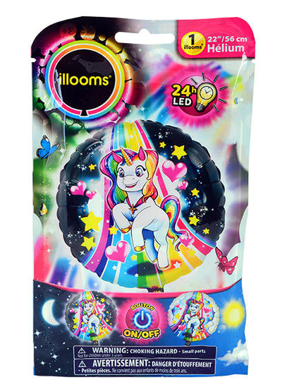 Ballon aluminium licorne LED Illooms pour enfant noir et multicolore