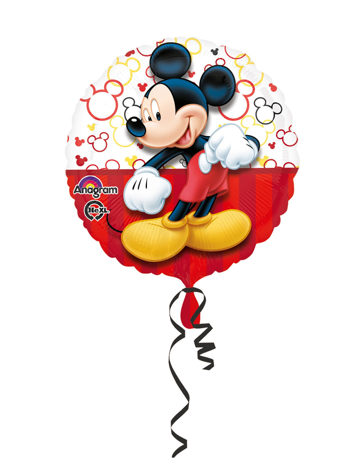Ballon aluminium Mickey pour enfant rouge et blanc à motifs