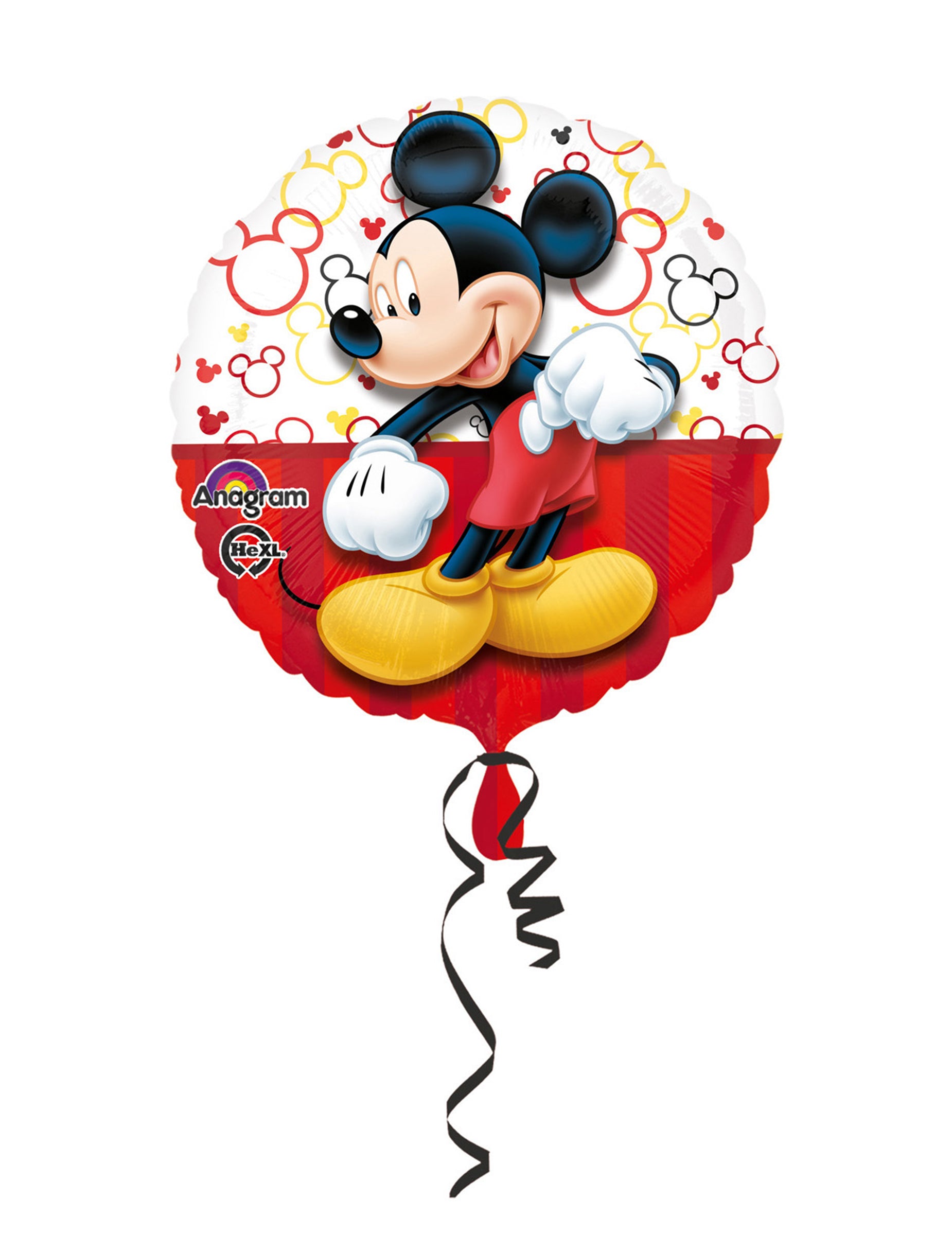 Ballon aluminium Mickey pour enfant rouge et blanc à motifs