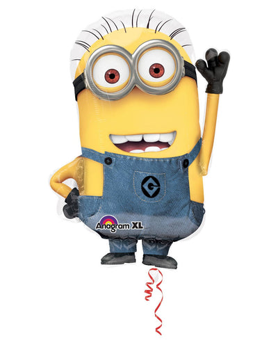 Balon din aluminiu Dave Minions pentru copii galben și albastru