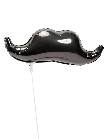 Petit ballon en aluminium Moustache noir sur tige