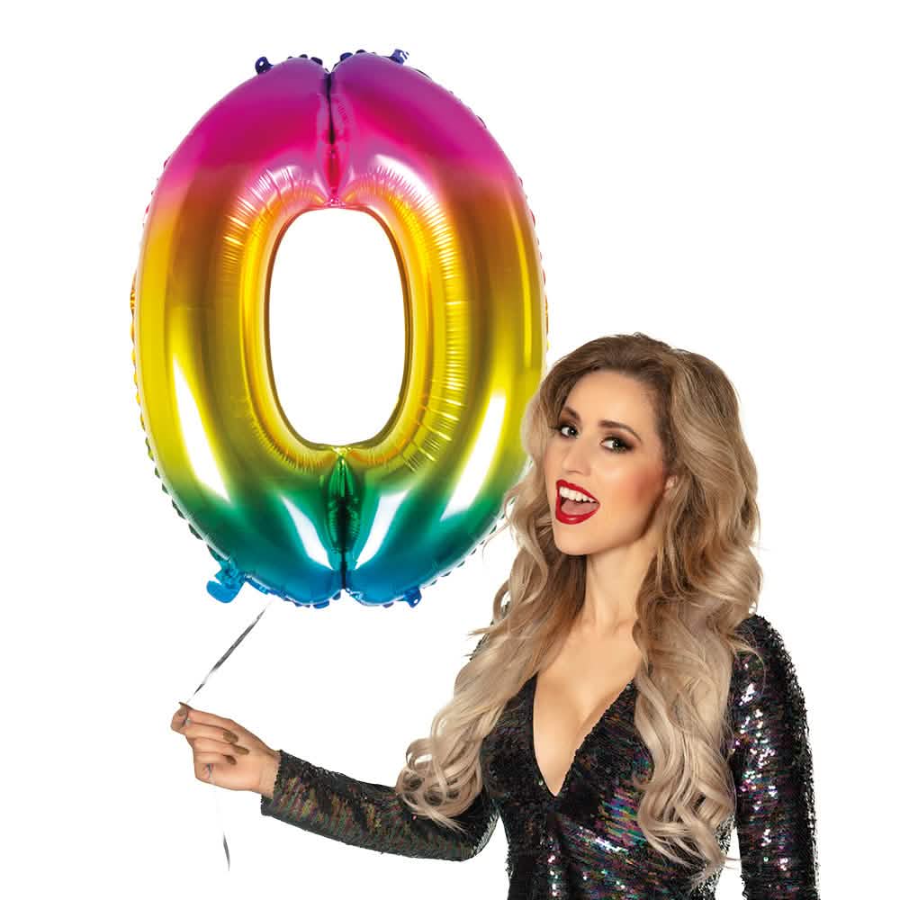 Balon din aluminiu cifra 0 pentru petrecere multicolor