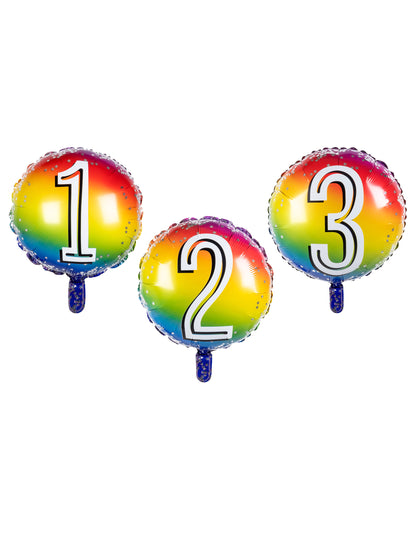 Balon folie multicolor cu numărul 45 cm aniversare gonflabilă cu heliu