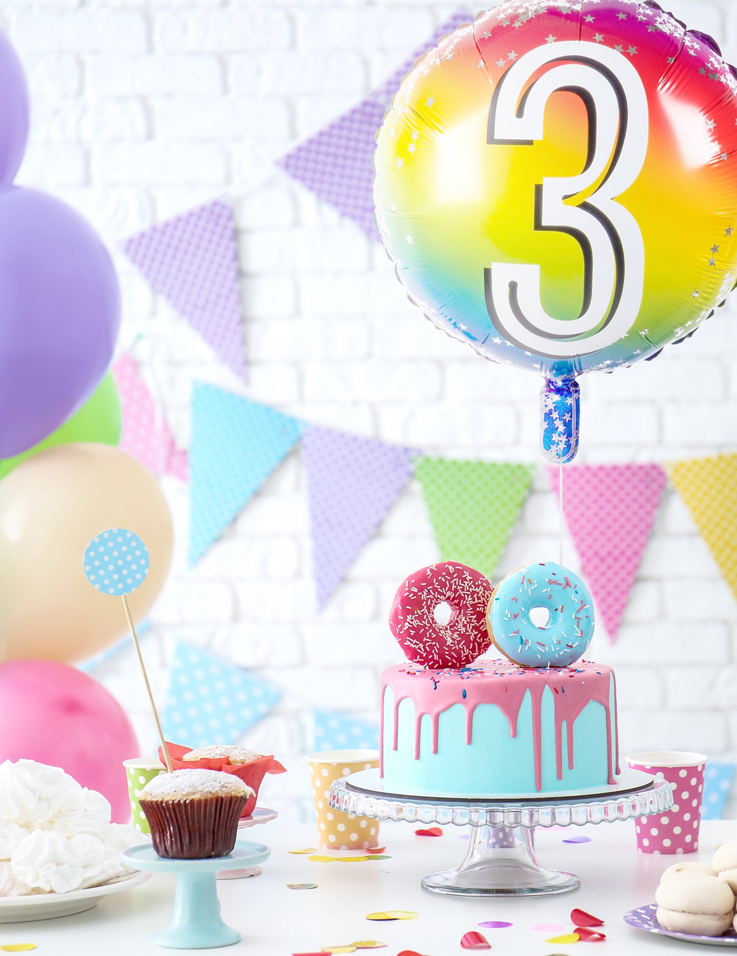 Balon folie multicolor cu numărul 45 cm aniversare gonflabilă cu heliu