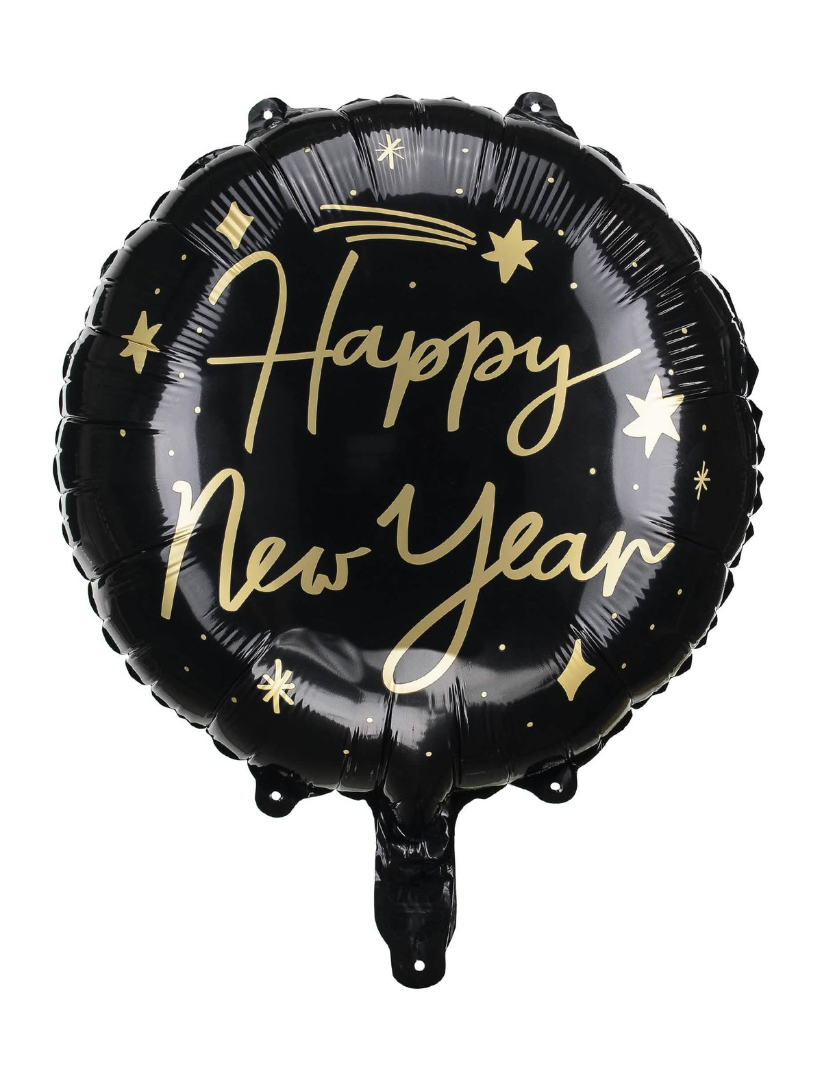 Ballon aluminium Happy New Year pour décoration de fête noir et or