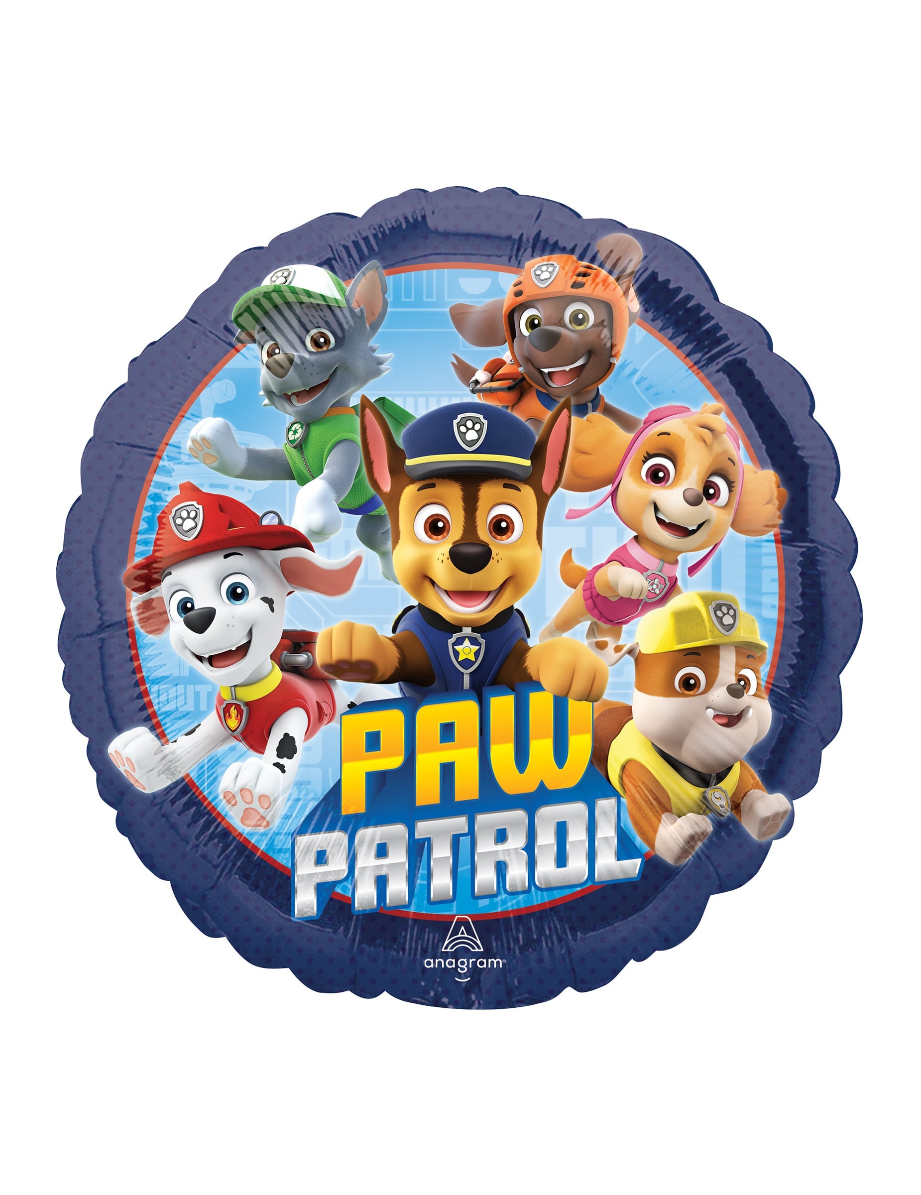 Ballon aluminium Pat patrouille pour enfant bleu avec personnages